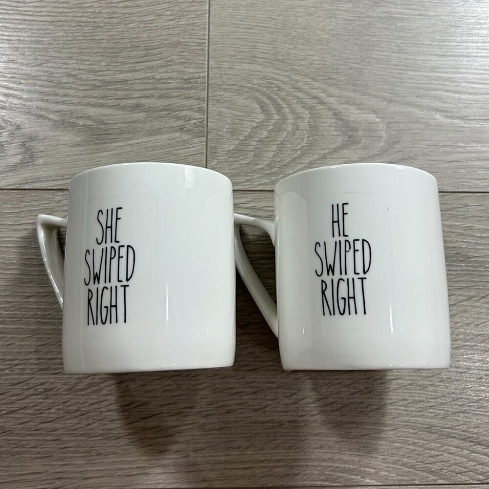 Coco + Lola Set of 2 “He Swiped Right” “She Swiped Right” Couple Mug